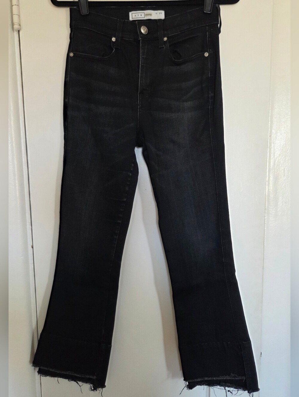 AYR Black Denim Step Hem Kick Flare Jeans Size 29